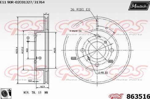 Maxtech 863516.0060 - Гальмівний диск avtolavka.club