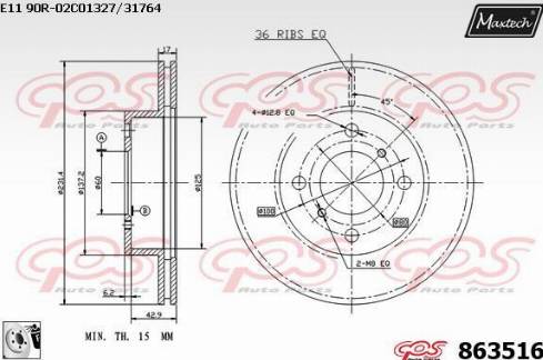 Maxtech 863516.0080 - Гальмівний диск avtolavka.club