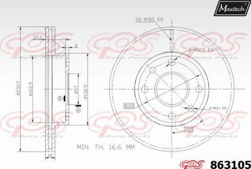 Maxtech 863105.0000 - Гальмівний диск avtolavka.club