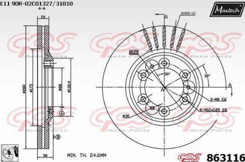 Maxtech 863116.0080 - Гальмівний диск avtolavka.club