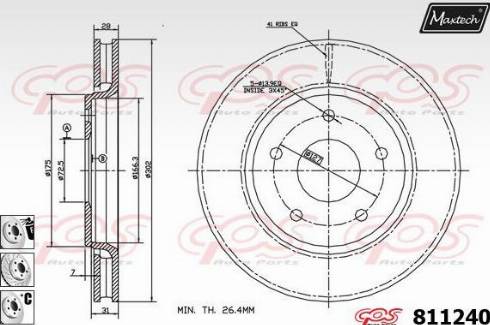 Maxtech 811240.6880 - Гальмівний диск avtolavka.club