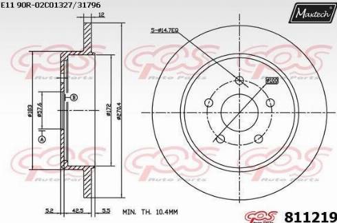 Maxtech 811219.0000 - Гальмівний диск avtolavka.club