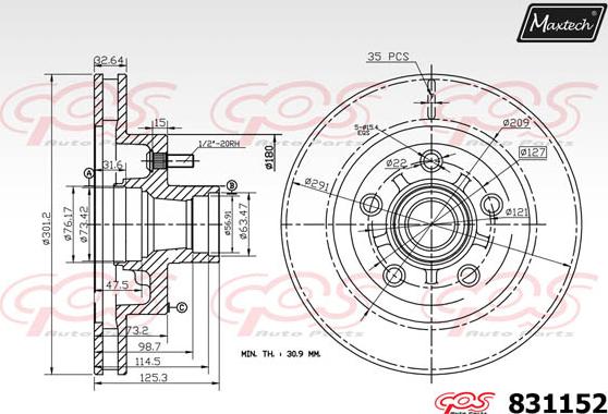 Maxtech 811212 - Гальмівний диск avtolavka.club