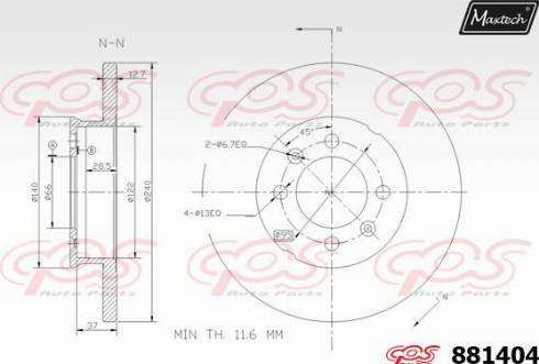 Maxtech 881404.0000 - Гальмівний диск avtolavka.club