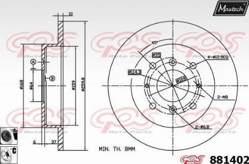 Maxtech 881402.6060 - Гальмівний диск avtolavka.club