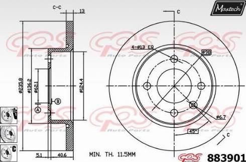 Maxtech 883901.6880 - Гальмівний диск avtolavka.club