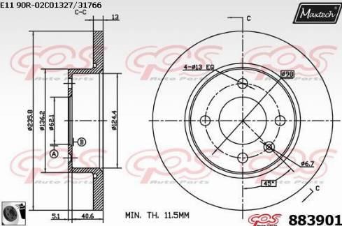 Maxtech 883901.0060 - Гальмівний диск avtolavka.club