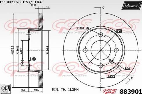 Maxtech 883901.0080 - Гальмівний диск avtolavka.club