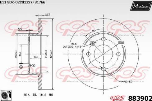 Maxtech 883902.0060 - Гальмівний диск avtolavka.club