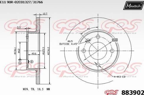 Maxtech 883902.0000 - Гальмівний диск avtolavka.club