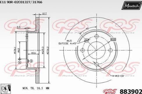 Maxtech 883902.0080 - Гальмівний диск avtolavka.club