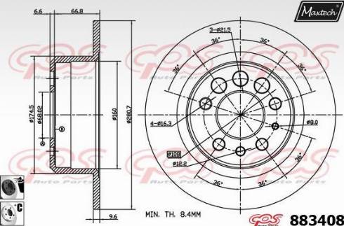 Maxtech 883408.6060 - Гальмівний диск avtolavka.club