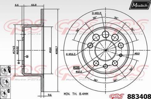 Maxtech 883408.6880 - Гальмівний диск avtolavka.club