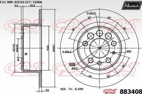 Maxtech 883408.0000 - Гальмівний диск avtolavka.club