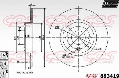 Maxtech 883419.6980 - Гальмівний диск avtolavka.club