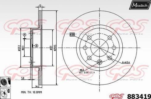 Maxtech 883419.6060 - Гальмівний диск avtolavka.club