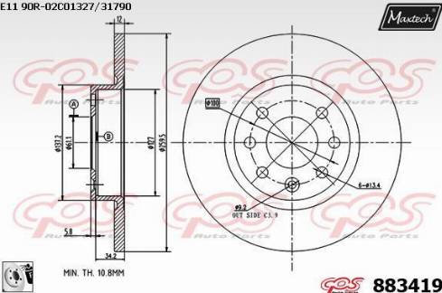 Maxtech 883419.0080 - Гальмівний диск avtolavka.club