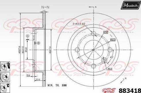 Maxtech 883418.6880 - Гальмівний диск avtolavka.club