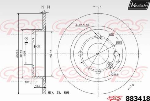 Maxtech 883418.0000 - Гальмівний диск avtolavka.club