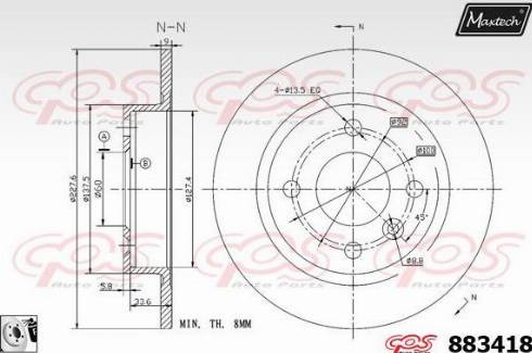 Maxtech 883418.0080 - Гальмівний диск avtolavka.club