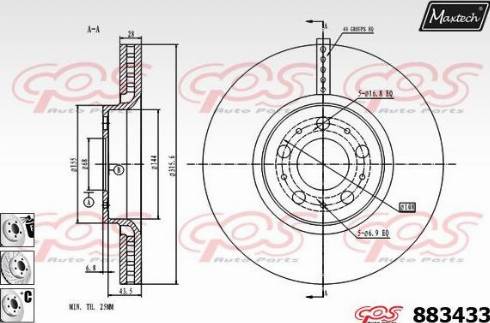 Maxtech 883433.6980 - Гальмівний диск avtolavka.club