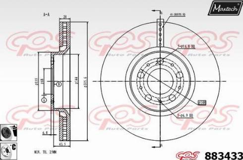 Maxtech 883433.6060 - Гальмівний диск avtolavka.club