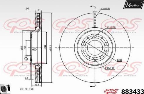 Maxtech 883433.0060 - Гальмівний диск avtolavka.club