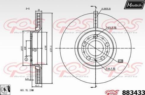 Maxtech 883433.0080 - Гальмівний диск avtolavka.club