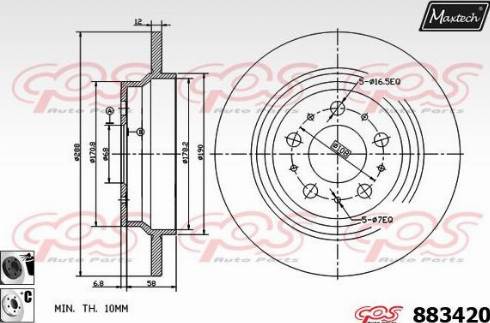 Maxtech 883420.6060 - Гальмівний диск avtolavka.club