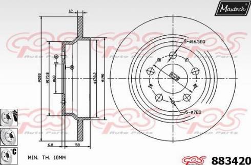 Maxtech 883420.6880 - Гальмівний диск avtolavka.club