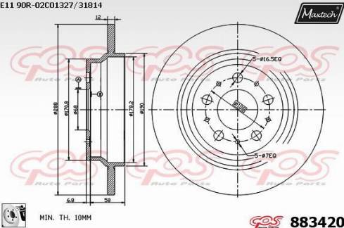 Maxtech 883420.0080 - Гальмівний диск avtolavka.club