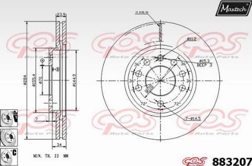 Maxtech 883207.6880 - Гальмівний диск avtolavka.club