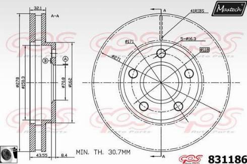 Maxtech 831186.0060 - Гальмівний диск avtolavka.club