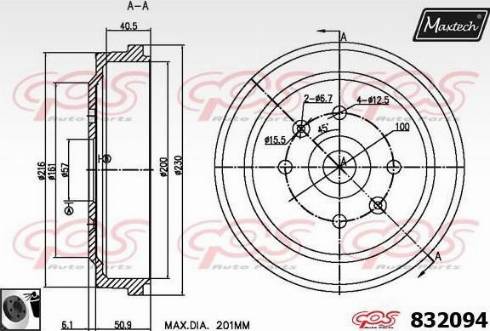 Maxtech 832094.0060 - Гальмівний барабан avtolavka.club