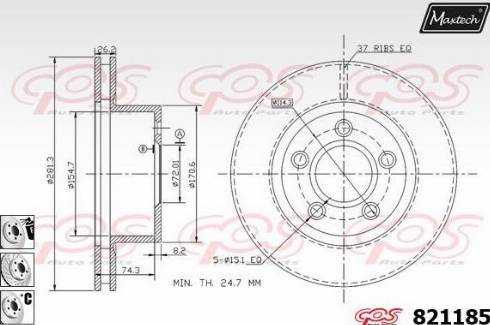 Maxtech 821185.6880 - Гальмівний диск avtolavka.club