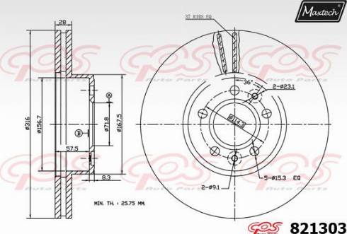 Maxtech 821303.0000 - Гальмівний диск avtolavka.club