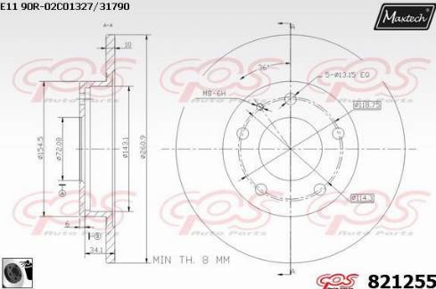 Maxtech 821255.0060 - Гальмівний диск avtolavka.club