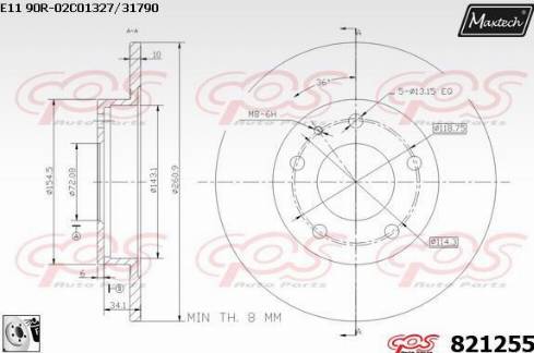 Maxtech 821255.0080 - Гальмівний диск avtolavka.club