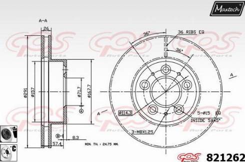 Maxtech 821262.6060 - Гальмівний диск avtolavka.club