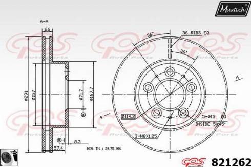 Maxtech 821262.0060 - Гальмівний диск avtolavka.club