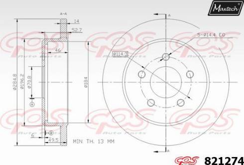 Maxtech 821274.0000 - Гальмівний диск avtolavka.club