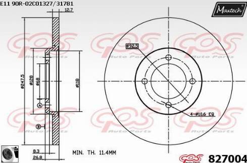 Maxtech 827004.0060 - Гальмівний диск avtolavka.club