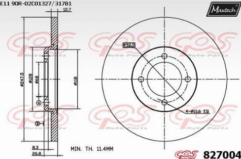 Maxtech 827004.0000 - Гальмівний диск avtolavka.club