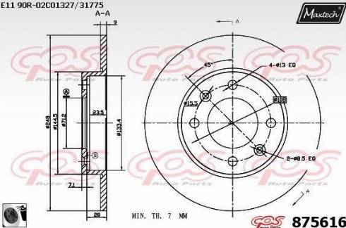 Maxtech 875616.0060 - Гальмівний диск avtolavka.club