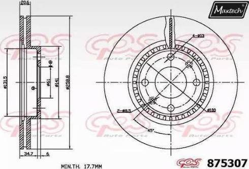 Maxtech 875307.6060 - Гальмівний диск avtolavka.club