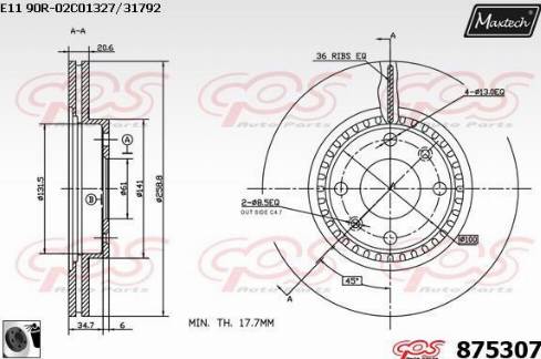 Maxtech 875307.0060 - Гальмівний диск avtolavka.club