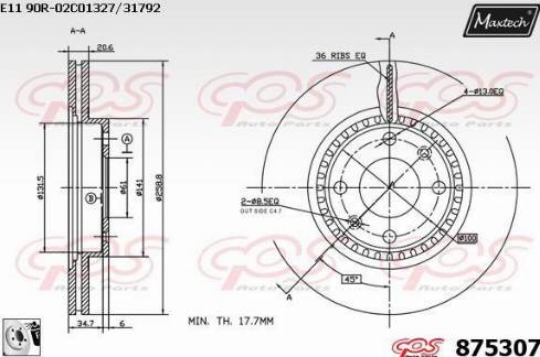 Maxtech 875307.0080 - Гальмівний диск avtolavka.club