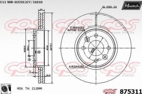 Maxtech 875311.0060 - Гальмівний диск avtolavka.club