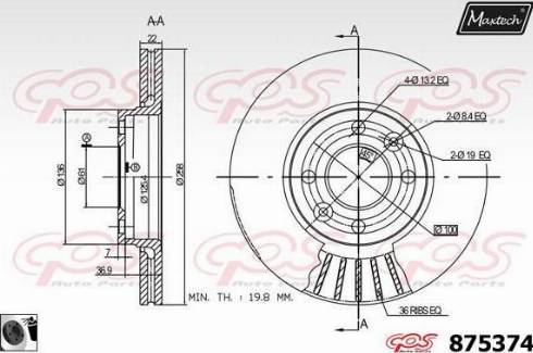 Maxtech 875374.0060 - Гальмівний диск avtolavka.club