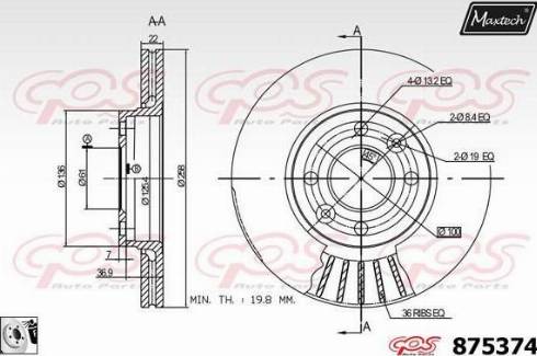 Maxtech 875374.0080 - Гальмівний диск avtolavka.club